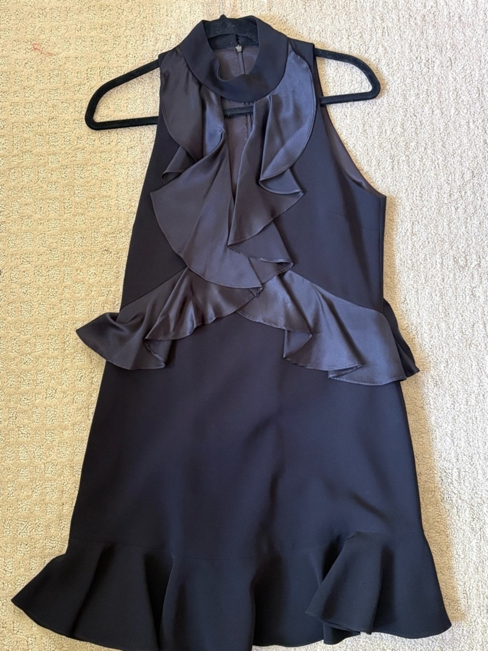 cinq a sept Black Ruffle Halter Mini Dress